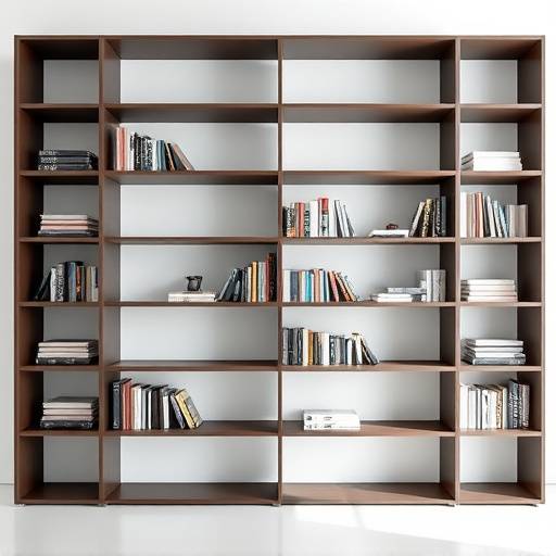 Estante moderna com design minimalista e prateleiras assimétricas
