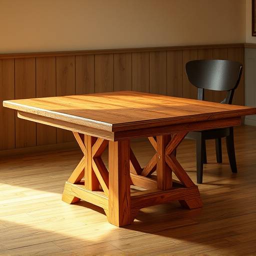 Mesa de jantar rüstica de madeira maciäa com tampo retangular